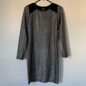 AQUA gold metallic long sleeved bodycon dress